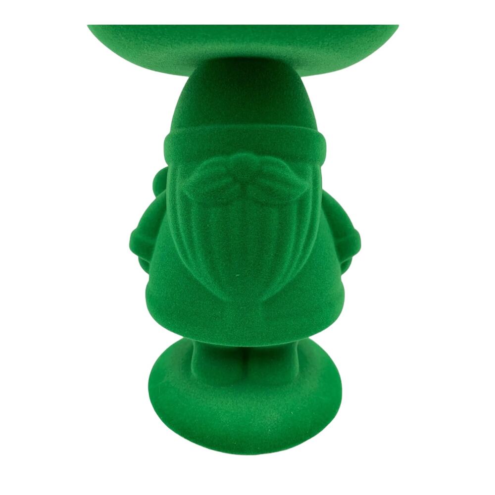 Bath & Body Works Green Flocked Santa Pedestal 3 Wick Candle Holder 7.25"H #22